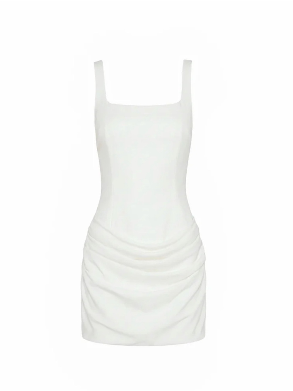 ANNABELLE DRESS
Square-neck mini dress with bustle at the waist